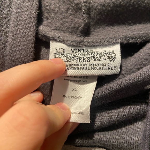 Vintage Concert Tees The Beatles Hoodie Sz XL Gray Hood Come Together Right Now - Picture 3 of 5